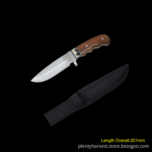 Fixed Blade Knife with Wooden Handle (#3766)